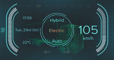 Futuristic Car Dashboard with Hybrid Electric Display - Download Free Stock Images Pikwizard.com