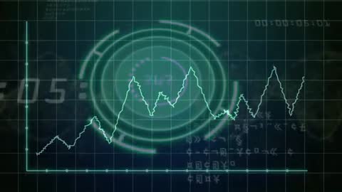 Futuristic Data Visualization Interface with Line Chart in HUD