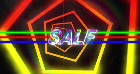 Vibrant Neon Sale Banner with Geometric Design