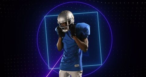 American Football Player in Neon Digital Background
