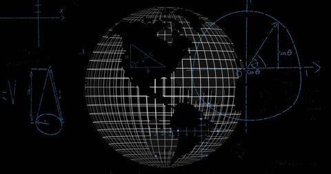 Digital Globe with Mathematical Data on Black Background - Download Free Stock Images Pikwizard.com