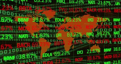 Financial Data Processing on World Map Display - Download Free Stock Images Pikwizard.com