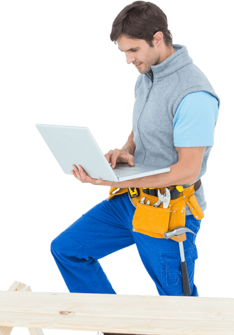 transparent builder using laptop for onsite management solutions - Download Free Stock Videos Pikwizard.com