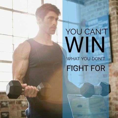 Determined Man Lifting Weights with Inspirational Quote - Download Free Stock Templates Pikwizard.com
