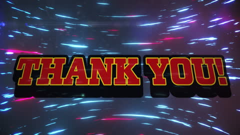 Vibrant Thank You Neon Text with Futuristic Light Trails