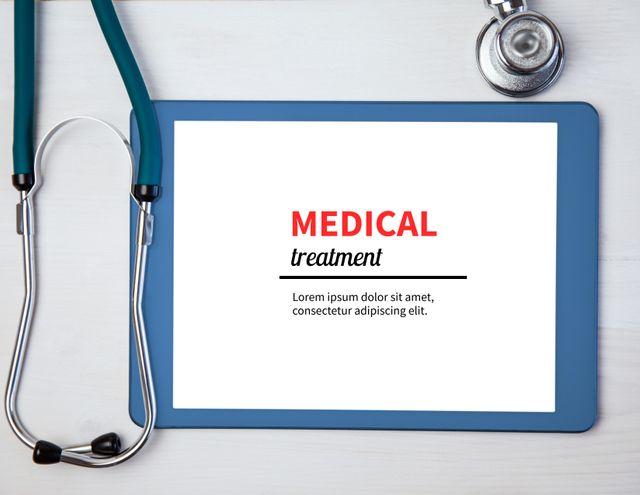 Medical Tablet with Stethoscope for Healthcare Consultations and Advertisement - Download Free Stock Templates Pikwizard.com