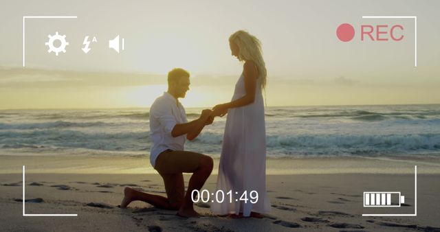 Romantic Beach Proposal Dreamy Seaside Engagement - Download Free Stock Images Pikwizard.com