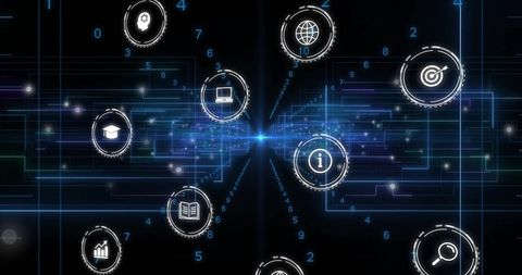 Digital Network with Business Icons and Data Interface - Download Free Stock Images Pikwizard.com