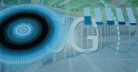 The digital interface concept features elements of networking and global connections. Blue and gray hues convey a technological atmosphere while the globe and networks symbolize evolving connectivity. Suitable for use in digital economy, technological advancements, or future of communications themes.