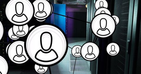 Digital Human Icons Linking Technology and Networking with Server Background - Download Free Stock Images Pikwizard.com