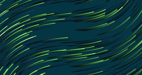 Vibrant green light trails on blue background