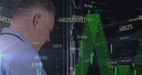 Technician Analyzing Data in Futuristic Server Room - Download Free Stock Images Pikwizard.com