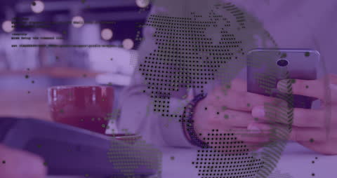 Digital Payment Transaction with Global Data Animation Overlay