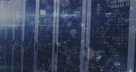 Global Network Connections with Server Room Background