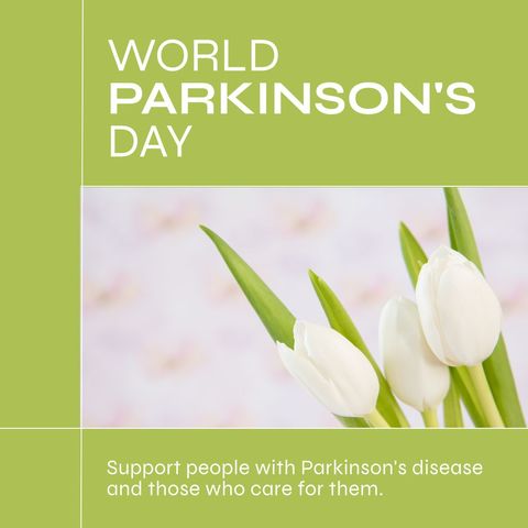 World Parkinson's Day Awareness with White Tulips on Green