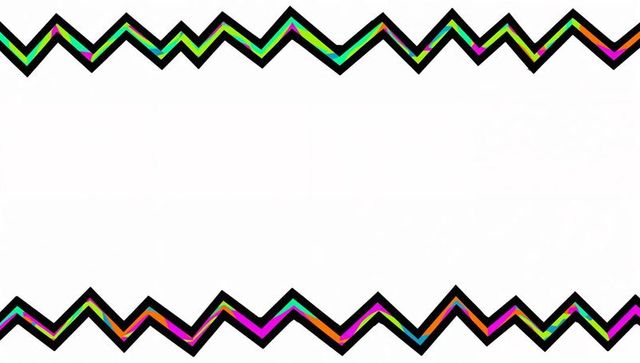 Neon zigzag chevron borders framing top and bottom on minimal white banner for modern design