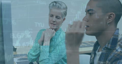 Diverse Business Professionals Analyzing Data Together