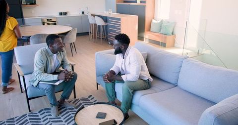 African American Friends Meeting in Comfortable Living Room