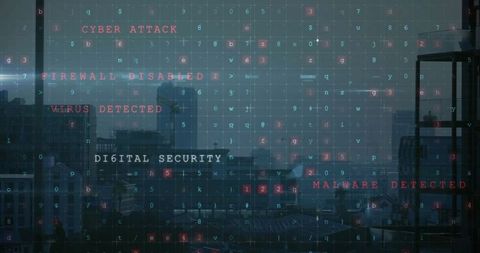 Cybersecurity Threats with Red Alerts Over City Skyline - Download Free Stock Images Pikwizard.com