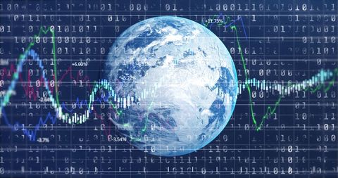 Global Financial Markets Sphere with Binary Codes and Graphs - Download Free Stock Images Pikwizard.com