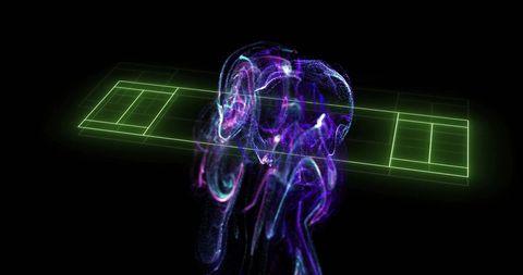 Colorful Particle Swirls Over Neon Tennis Court Design - Download Free Stock Images Pikwizard.com
