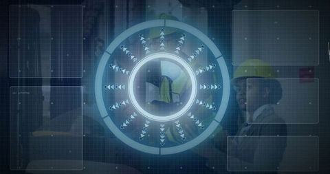 Engineers using ar interface in high-tech industrial environment