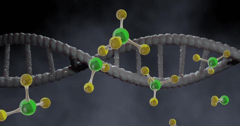 DNA Strand with Model Molecules Floating in Abstract Space - Download Free Stock Images Pikwizard.com