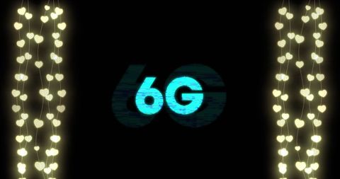 Futuristic 6g communication concept with heart border