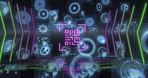 Futuristic QR Code with Holographic Display - Download Free Stock Images Pikwizard.com