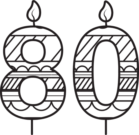 Eighty Birthday Candle Vector Graphic on Transparent Background - Download Free Stock Videos Pikwizard.com
