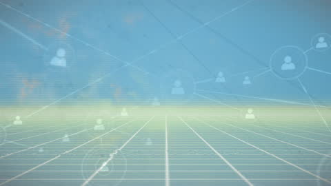 Global Network Animation Over Data Grid with Connection Icons