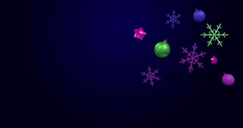 Vibrant Christmas Decorations on Black Background