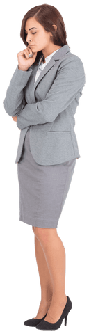 Contemplative Businesswoman on Transparent Background