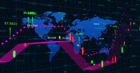 Global Digital Data Processing on World Map with Graph and Network Overlay - Download Free Stock Images Pikwizard.com