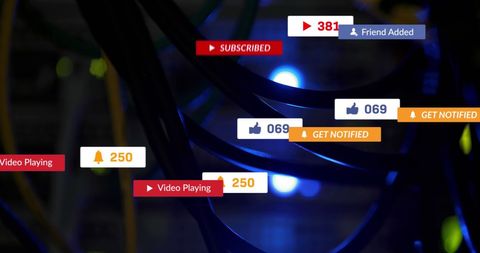 social media notifications over networking cables - Download Free Stock Images Pikwizard.com