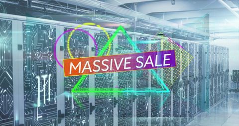 Massive Sale Announcement in Modern Data Center Setting - Download Free Stock Images Pikwizard.com