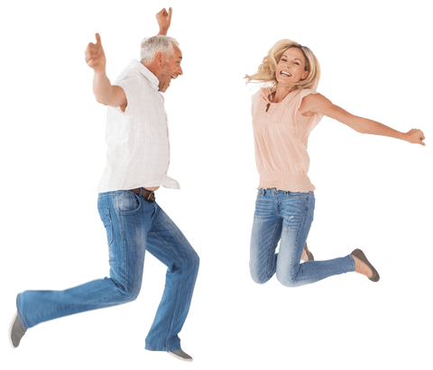 cheerful seniors joyfully jumping on transparent background - Download Free Stock Videos Pikwizard.com