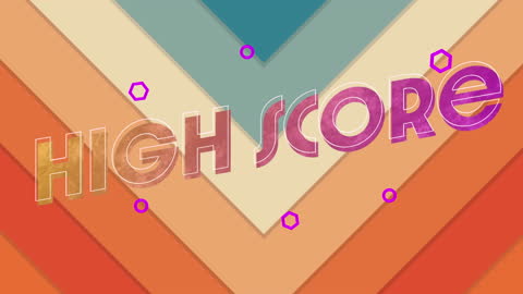 Retro High Score Text with Geometric Background