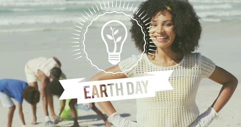 Volunteers Organizing Beach Cleanup for Earth Day Celebration
