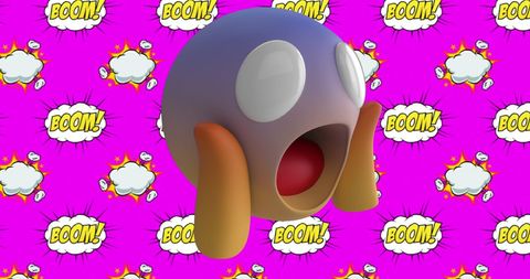 Surprised emoji with comic style boom background