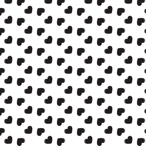 Seamless black heart pattern on transparent background for valentine designs