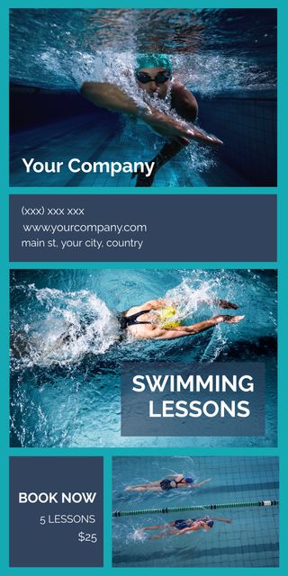 Swimming Lessons Advertisement with Professional Athlete - Download Free Stock Templates Pikwizard.com