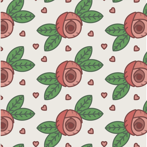 seamless floral pattern with red rosic blossoms and green leaves on transparent background - Download Free Stock Videos Pikwizard.com