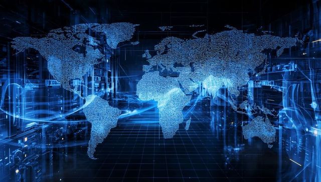 Binary Code World Map in Modern Data Center Environment