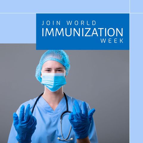 Smiling Female Doctor Promoting World Immunization Week - Download Free Stock Templates Pikwizard.com