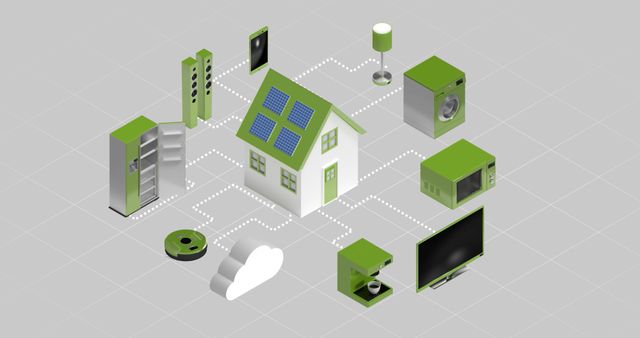 Smart Home Automation Concept with Connected Devices in Green and White - Download Free Stock Images Pikwizard.com