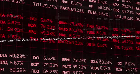 Digitized Stock Market Data on Black Background