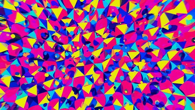 Vibrant Neon Geometric Shapes Creating Futuristic Mosaic