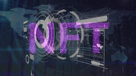 NFT Digital Interface Over World Map Animation
