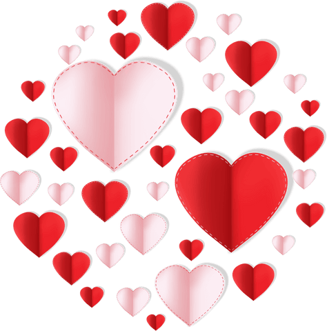 Collage of Red and Pink Hearts with Copy Space, Transparent Background - Download Free Stock Videos Pikwizard.com